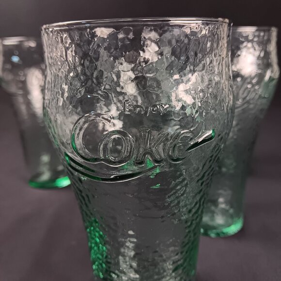 Set of 5 Vintage Coca Cola Pebbled Drinking Collector Glasses 6in - Picture 3 of 5